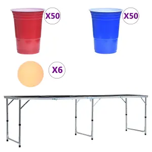 Folding Pong Table with Cups and Balls Flexible and height adjustable 240 cm