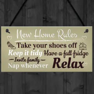 Red Ocean New House Rules Novelty Wall Plaque Shabby Chic Home Decor Kitchen Sign Friendship Gift