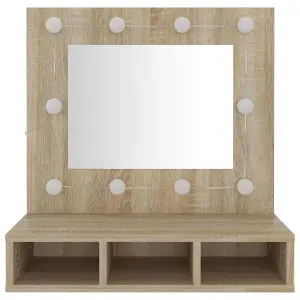 Berkfield Mirror Cabinet with LED Sonoma Oak 60x31.5x62 cm