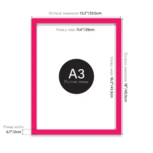 A3 Bright Pink Picture Frame Fits A3 (29.7 x 42cm - 11.7 x 16.5in) Poster, Photo, Artwork, or Print.