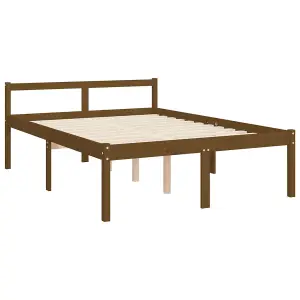 Berkfield Bed Frame with Headboard Honey Brown 140x190 cm Solid Wood