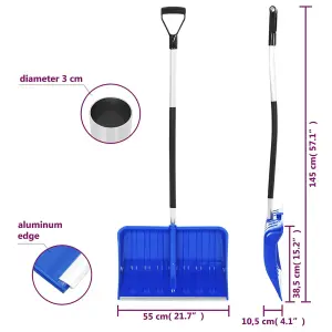 vidaXL Snow Shovel Blue 145 cm Aluminium