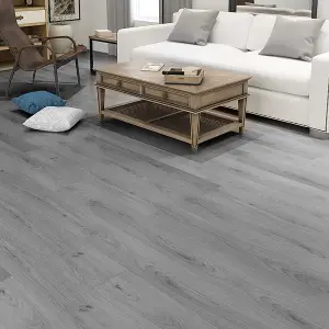 Set of 36 Grey Rustic Lifelike Wood Grain Self Adhesive Vinyl PVC Laminate Flooring, 5m² Pack