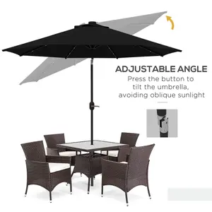 Outsunny 24 LED Solar Powered Parasol Umbrella Garden Tilt Outdoor String Light