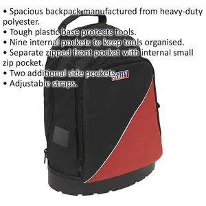 Red Tool Backpack with Multi Pockets - Heavy-Duty Tool Storage Solution 390 x 200 x 480mm