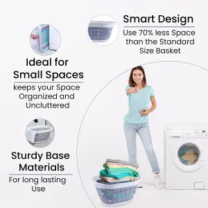 Grey Plastic Foldable Laundry Basket - 16L