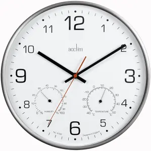 ACCTIM - Silent Non-Ticking Wall Clock with Thermometer / Hygrometer 30cm