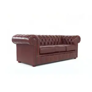 Chesterfield 3 Seater Sofa Old English Hazel Real Leather In Classic Style