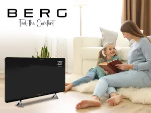 BERG 480W Far Infrared Electric Wi-Fi/Remote Control Smart Glass Panel Heater - Ultraslim (12mm)