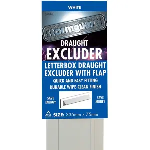 White Internal PVC Letterbox Draught Excluder Seal With Brush & Flap Stormguard