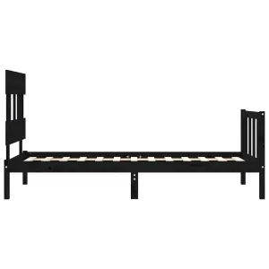 Berkfield Bed Frame with Headboard Black 100x200 cm Solid Wood