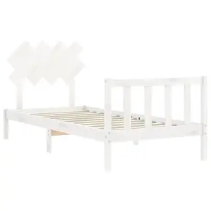 Berkfield Bed Frame with Headboard White 90x200 cm Solid Wood