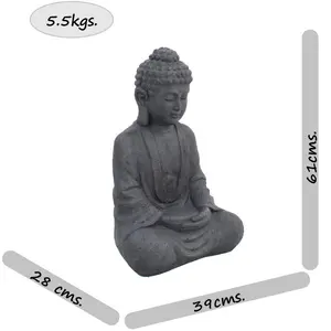 BUDDHA Sitting 61cm Grey Charcoal Effect