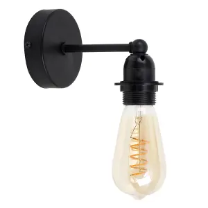 ValueLights Cambourne Black Indoor Wall Light and E27 Pear LED 4W Warm White 2200K Bulb