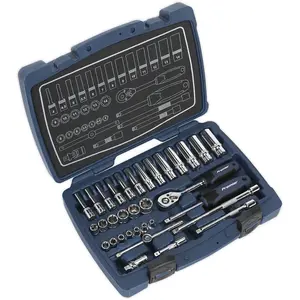 33pc PREMIUM Deep Socket & Ratchet Handle Set - 1/4" Square Drive 6 Point Metric