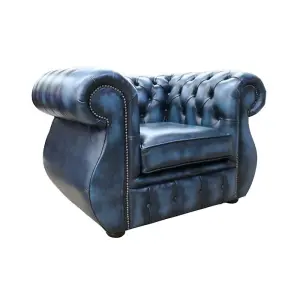 Chesterfield Helena Armchair Antique Blue Leather