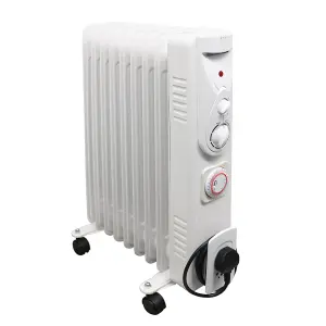 Right Radiators Oil Filled Radiator 9 Fin 2000W Portable Electric Heater With Timer Thermostat White