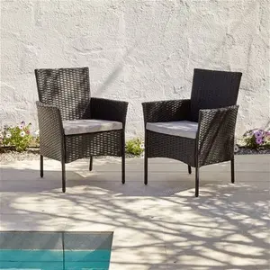 Black 6 Seater Garden Furniture Dining Set With Parasol - Laura James