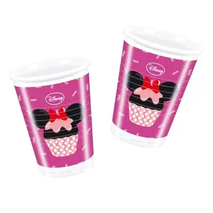 Disney Cupcake Minnie Mouse Plastic Disposable Cup (Pack of 8) Pink/Black (One Size)