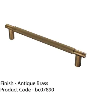 Luxury T Bar Knurled Pull Handle - 300mm Antique Brass - Kitchen Door Cabinet