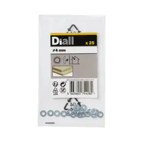 Diall M4 Carbon steel Screw cup Washer, (Dia)4mm, Pack of 25