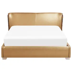 Leather EU King Size Bed Gold PARIS