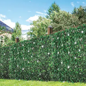 GardenKraft 26150 2.6m x 0.7m Peony Flower & Leaf Covered Trellis