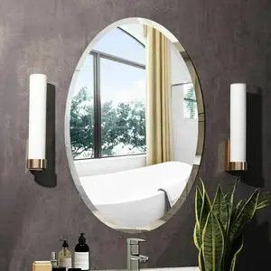 OVAL SHAPE Frameless Round Wall Mounted Mirror Frameless Bathroom Living Room A Must have Mirror Home Decor (50x70 cm)