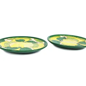 Signature Lemons Hand Painted Ceramic Kitchen Dining Set of 2 Small Plates (Diam) 20cm