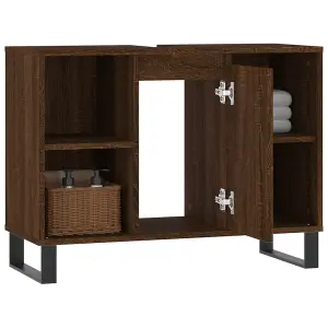 Berkfield Bathroom Cabinet Brown Oak 80x33x60 cm Engineered Wood