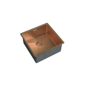 Kersin Elite Brushed Copper Undermounted 1 Bowl Sink (W) 440 x (L) 440mm