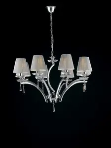 Luminosa ORCHESTRA 8 Light Chandeliers with Shades Chrome, K9 Crystals With Fabric 75x50cm