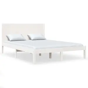 Berkfield Bed Frame White Solid Wood Pine 140x200 cm