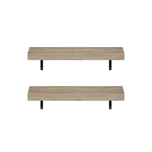 Beyhan Wall Mounted Floating Display Shelves, Set of 2 Natural / 4.19cm H x 57cm W x 23.8cm D