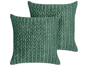 Set of 2 Cushions ECLIPTA 45 x 45 cm Solid Green