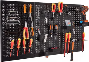 VonHaus Tool Pegboard, 45pc for Shed & Garage Wall Storage Tool Board, Secure Tool Organiser Wall Mounted