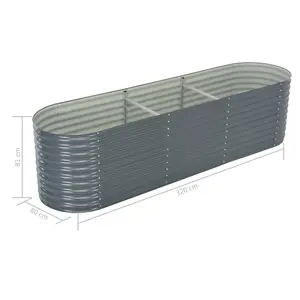 Berkfield Garden Raised Bed 320x80x81 cm Galvanised Steel Grey