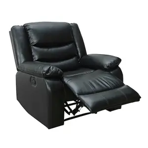 Sorreno 3+2 Bonded Leather Recliner Sofa Set In Black