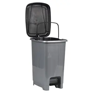 Esmerelda Plastic Pedal Lid Pedal Bin - 15.45L Black/Grey