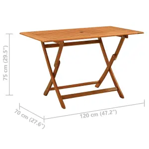 Berkfield Folding Garden Table 120x70x75 cm Solid Eucalyptus Wood