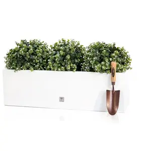 80 x 24cm Gloss Fibreglass Trough Planter in White - By Primrose™