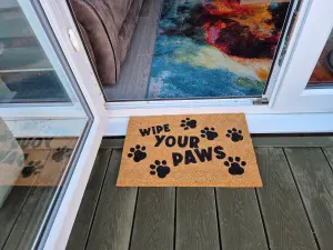 Dirty doggy doormat,wipe your paws coconut husk mat with rubber back 60cm x40cm