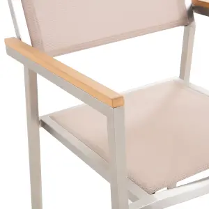 Set of 6 Garden Chairs GROSSETO Stainless Steel Beige