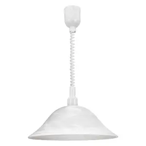 Pendant Ceiling Light Height Adjust Colour White Shade Glass Alabaster Bulb E27 1x60W