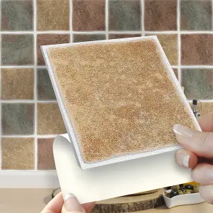 Stick and Go Self Adhesive Stick On Tiles Tuscany Mix 4" x 4" Box of 18 Apply over any tile, or directly on to the wall