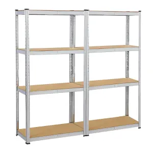 Yaheetech Silver 2Pcs 4 Tier Metal Storage Shelves for workshop Living Room