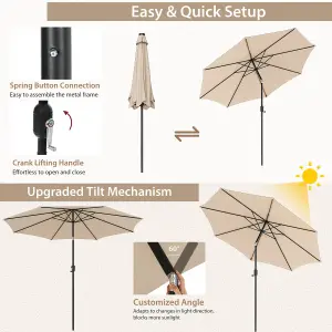 Costway 3m Patio Umbrella Outdoor Garden Heavy Duty Table Umbrella w/ 8 ribs