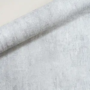 Plain Grey Concrete Effect Wallpaper Textured Distressed Silver Metallic Vinyl