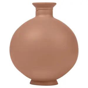 URBNLIVING 2.5L Terracotta Large Round Glass Opera Ball Vase Ceramic Look Ornament Living Room Home Decor