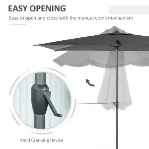 Outsunny 2.58m Aluminium Garden Parasol Sun Umbrella Angled Canopy Grey